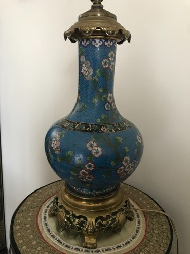 Cloisonne vase pied lampe - cloisonne,